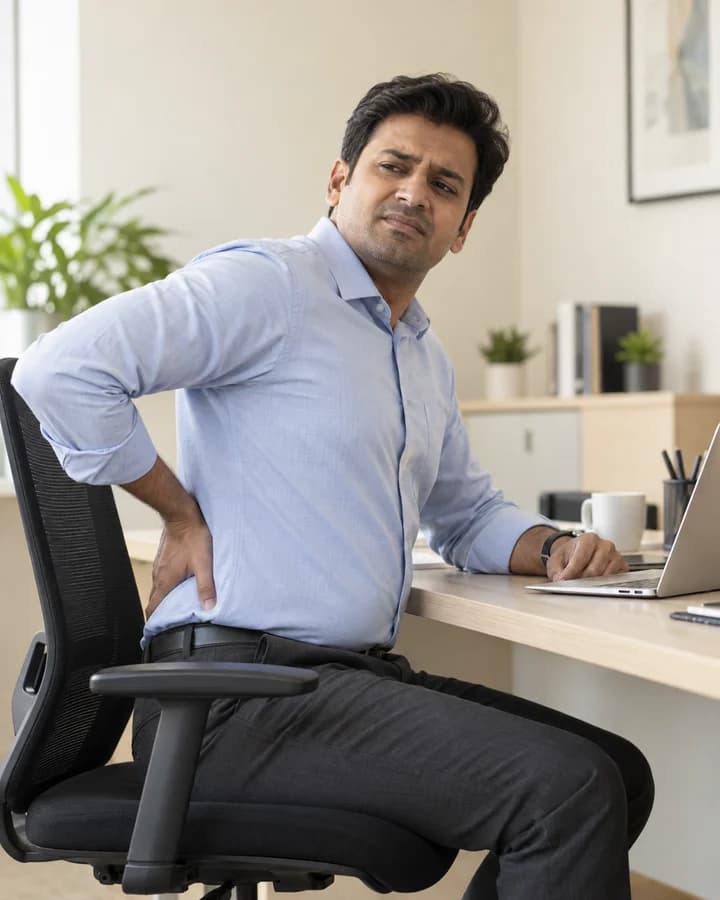 Office worker with back discomfort